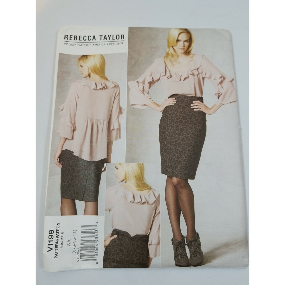 Vogue V1199 Rebecca Taylor American Designer Top Skirt Pattern AA 6-8-10-12